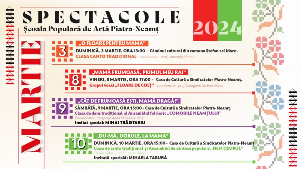 Carton Scoala Populara de Arta SPECTACOLE MARTIE