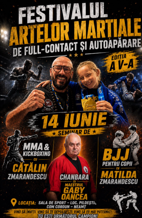 Festivalul Artelor Marțiale de Full Contact și Autoapărare, cu Hanshi Petrescu Sebastian, șef de ramură FSA și MMA Kenshinkan Europa.